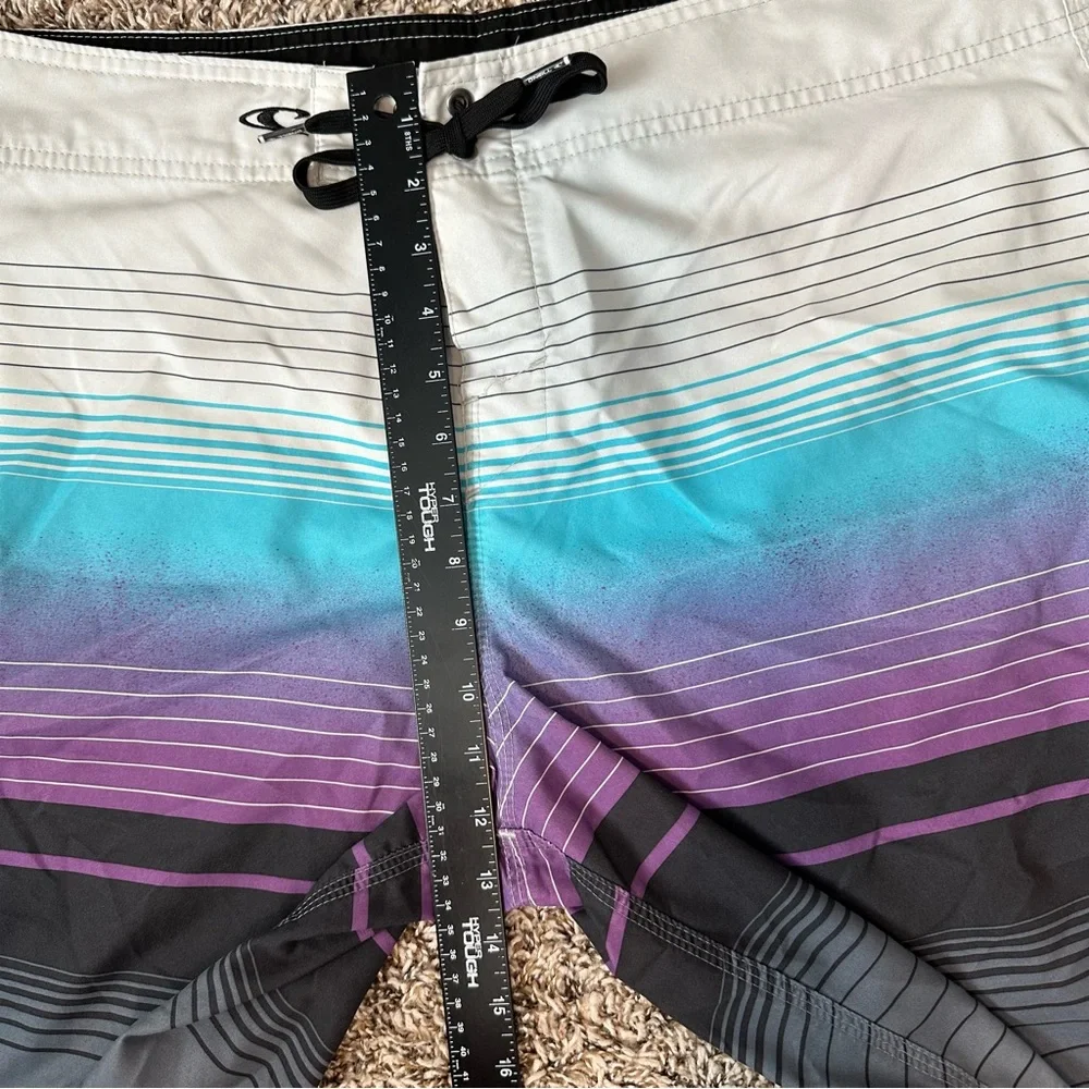 O'Neill Men's Striped Multicolored Swim Shorts Blue Purple Gray Surf Beach Wear